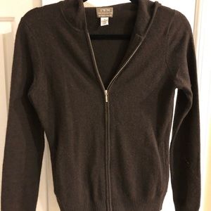 Zip front cashmere hoodie